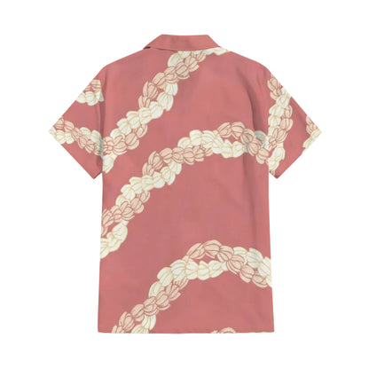 Puakenikeni Pikake Lei Curve Lei Flower Matching Outfit For Couple Island Pink Puletasi Dress And Shirt