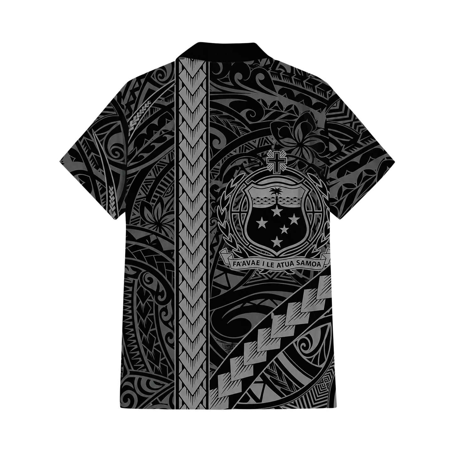 Samoa Black Matching Polynesian Tribal Flowers Pattern Dress And Hawaiian Shirt For Him Her