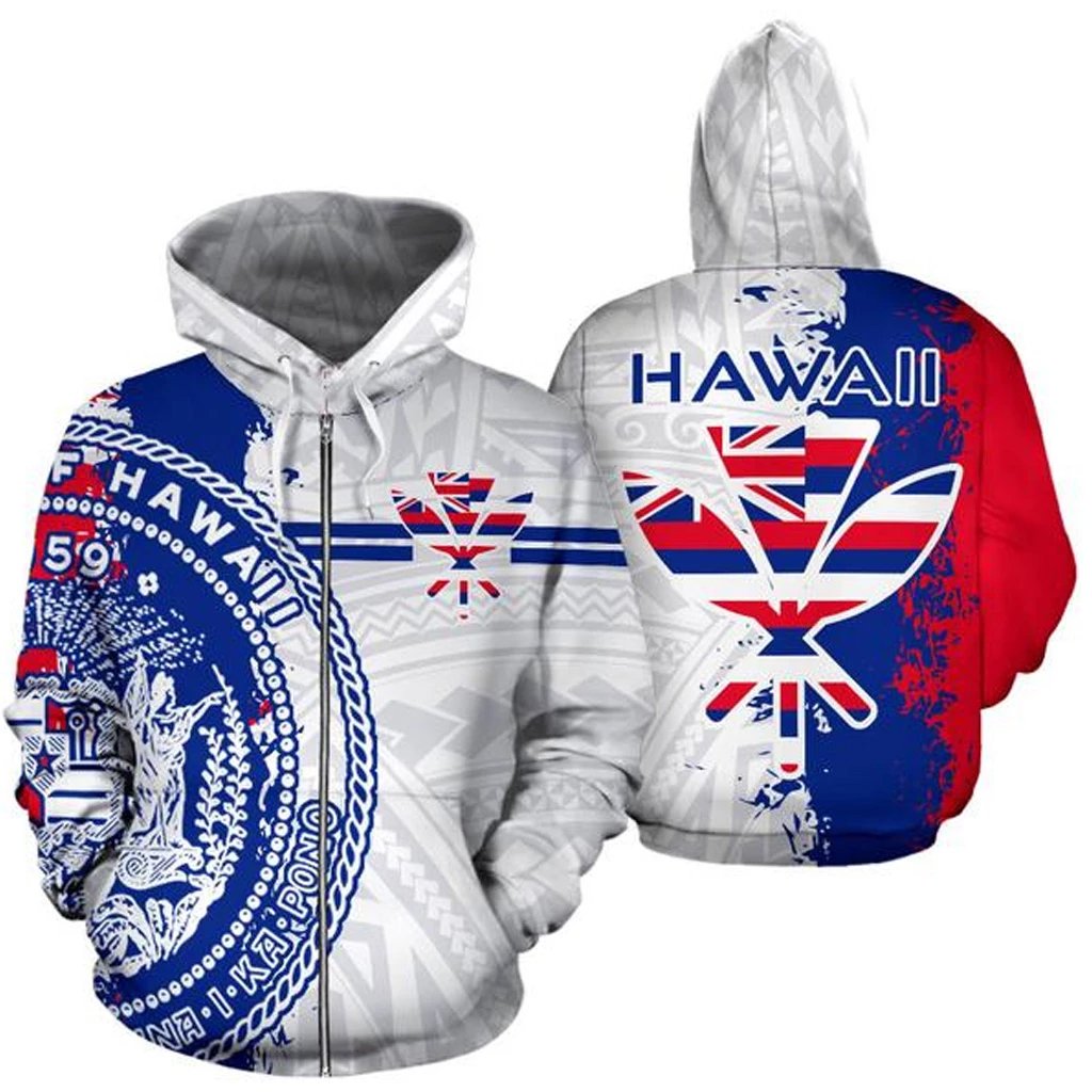 Hawaii Flag Zip Up Hoodie Mystic style All Over Print