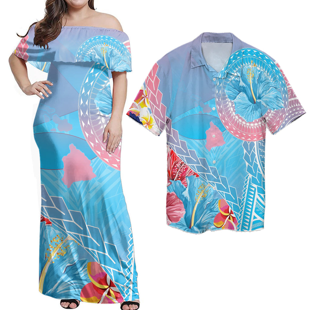 Matching Hawaiian Outfits Combo Dress And Shirt Hawaii Map Sweet Dream Kanaka Polynesian Hibiscus