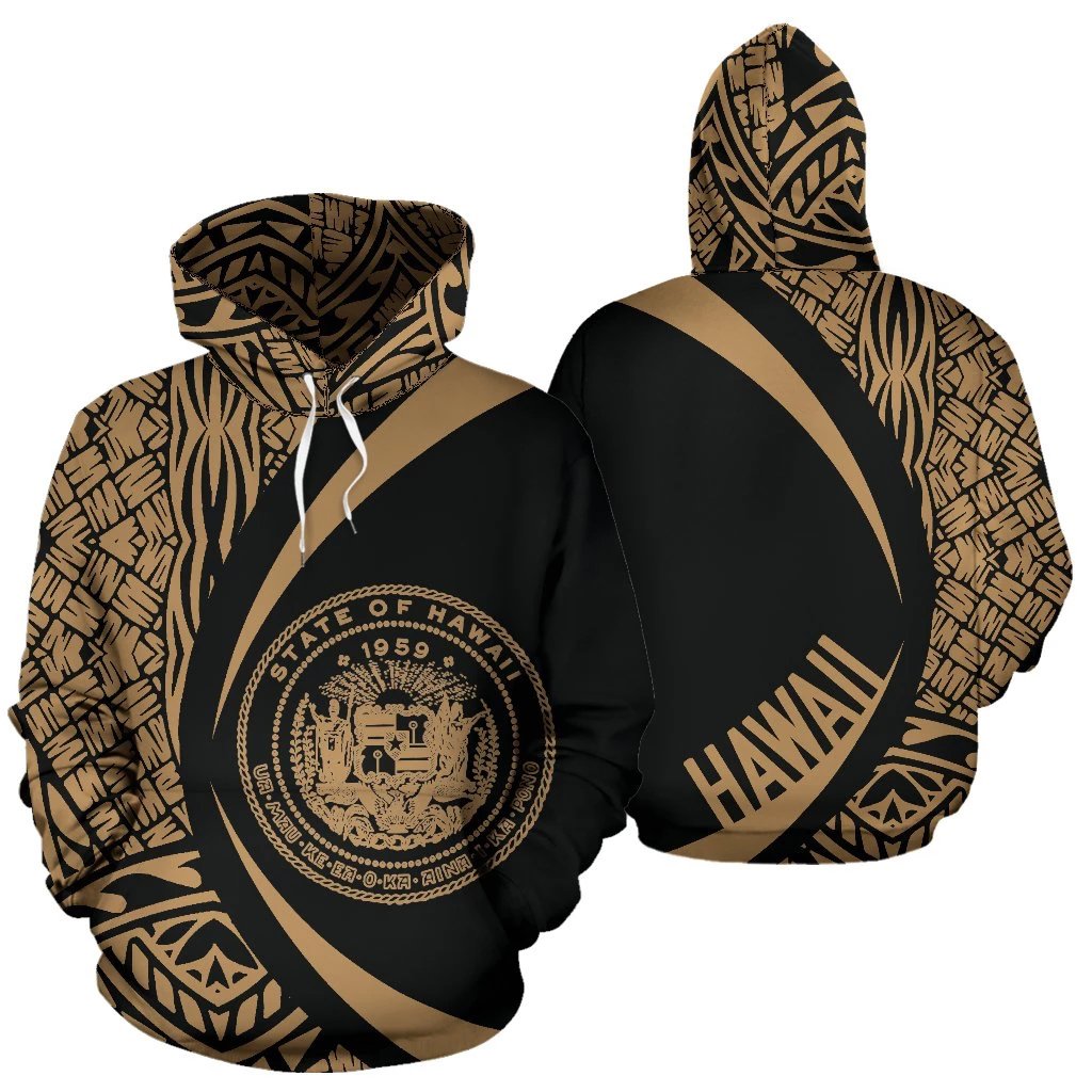 Hawaii Polynesian Hoodie Circle Style Golden