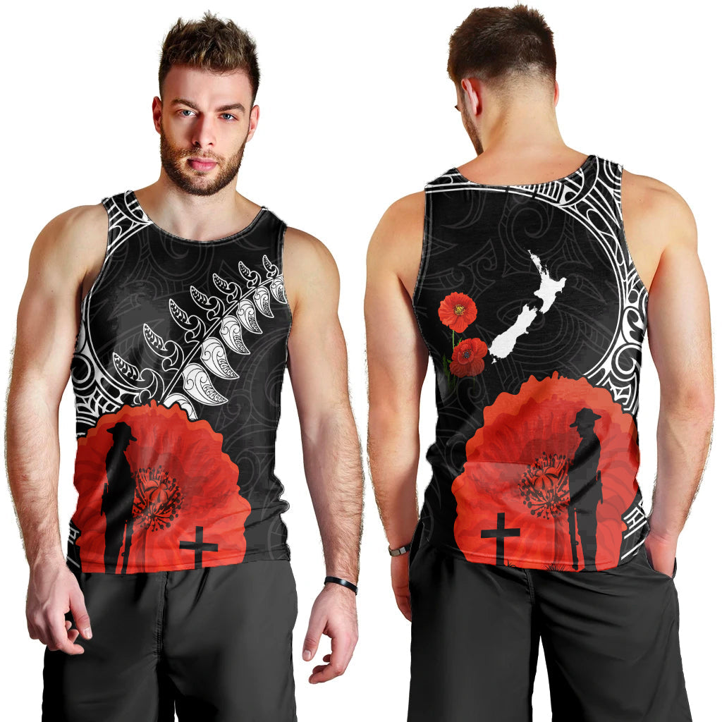 New Zealand Anzac 2022 Men Tank Top Maori Mix Fern Poppy