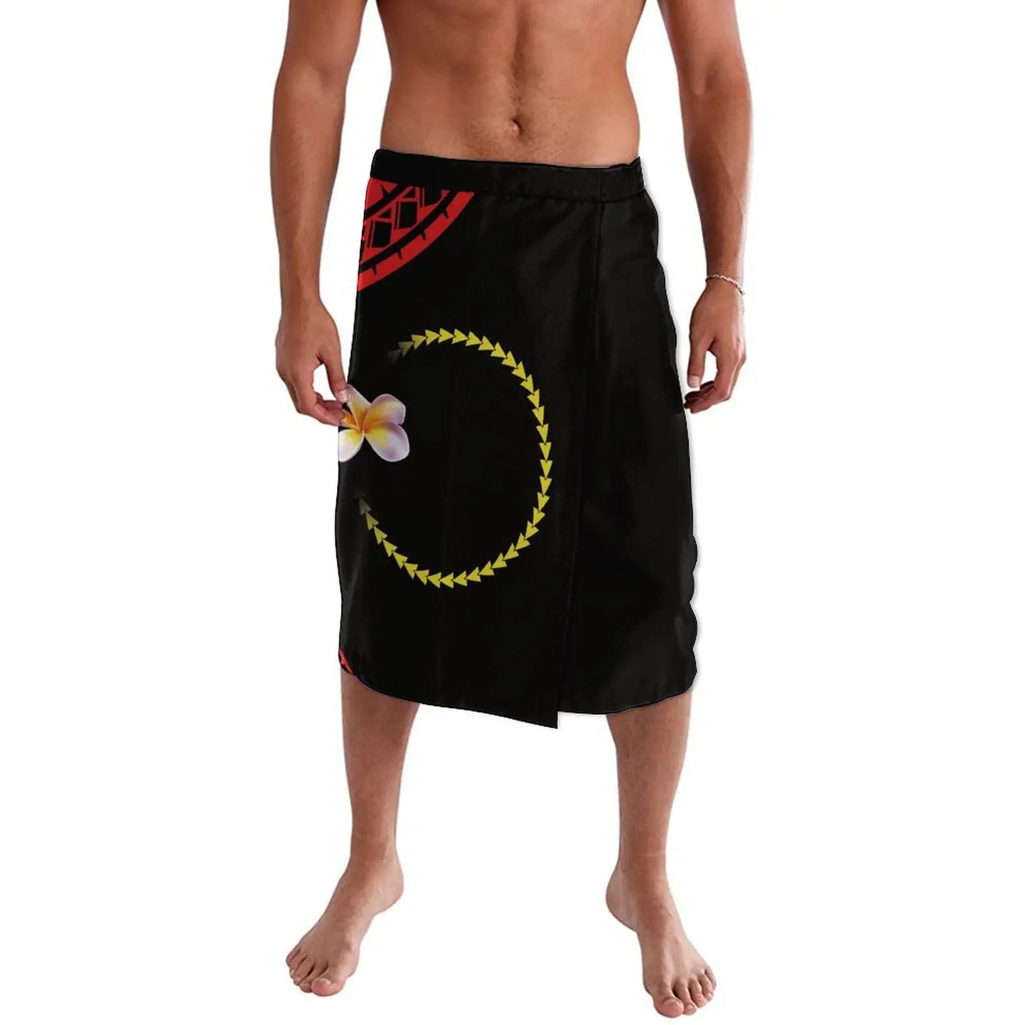 Plumeria Floral Polynesian Tribal Lavalava Island Tropical Wear Wrap Skirt Ie Faitaga Men Beach Sarong Clothes