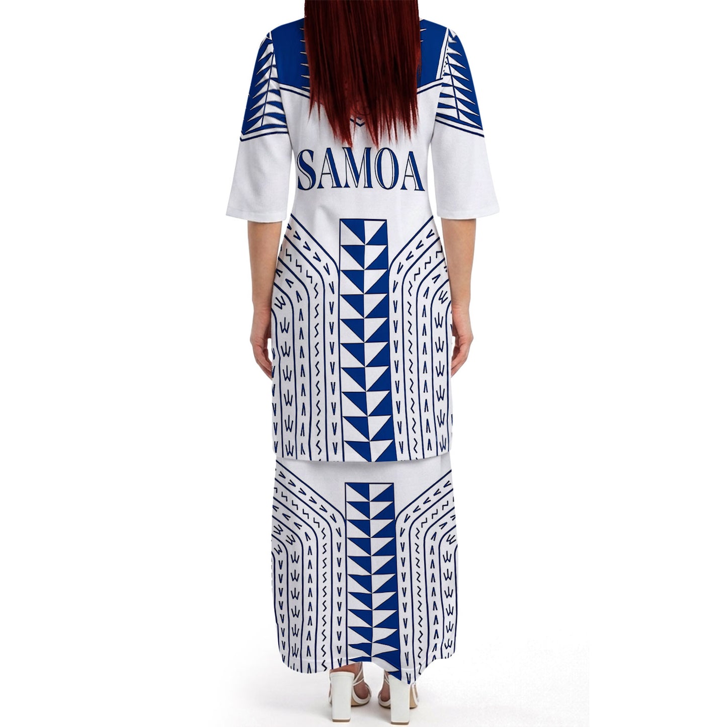 Samoa White Matching Polynesian Tribal Pattern Dress And Hawaiian Shirt For Him Her