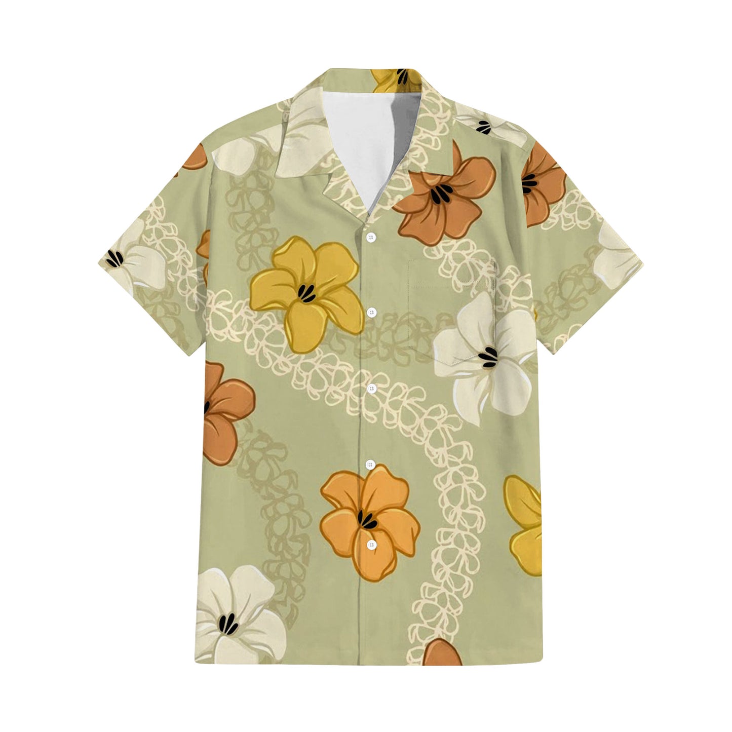Puakenikeni Pikake Lei Curve Lei Flower Matching Outfit For Couple Island Green Puletasi Dress And Shirt