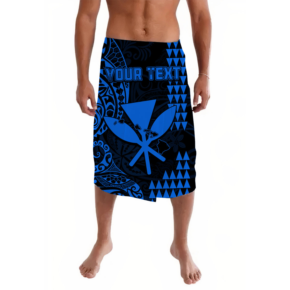 (Custom Personalised) Hawaii Day Kakau Lavalava Proud To Be Hawaiian Blue King Kamehameha and Kanaka Maoli