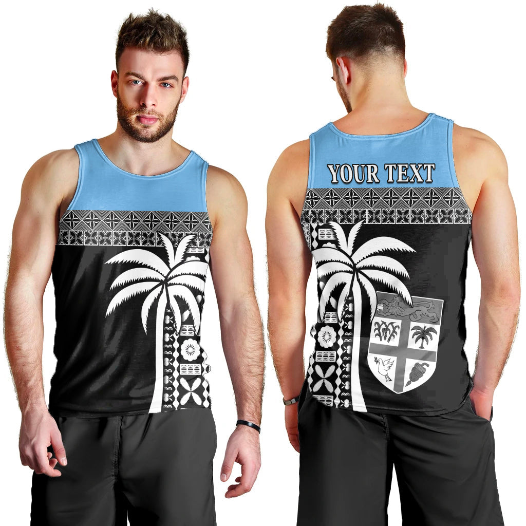 Custom Personalised Fiji Tapa Pattern Men Tank Top Coconut Tree