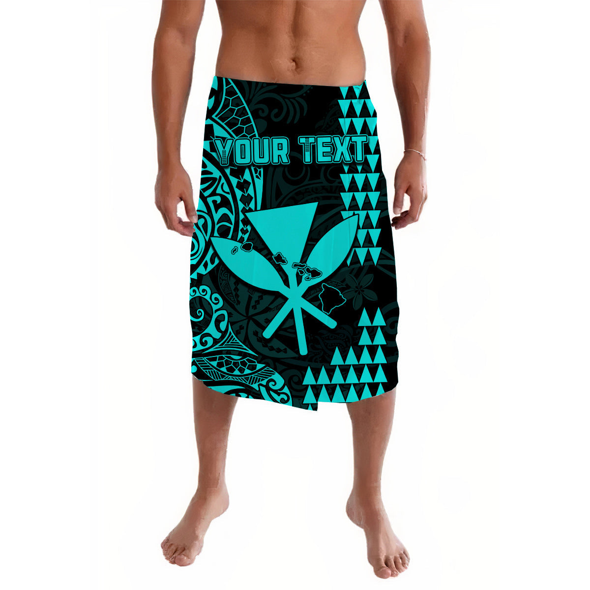 (Custom Personalised) Hawaii Day Kakau Lavalava Proud To Be Hawaiian Turquoise King Kamehameha and Kanaka Maoli