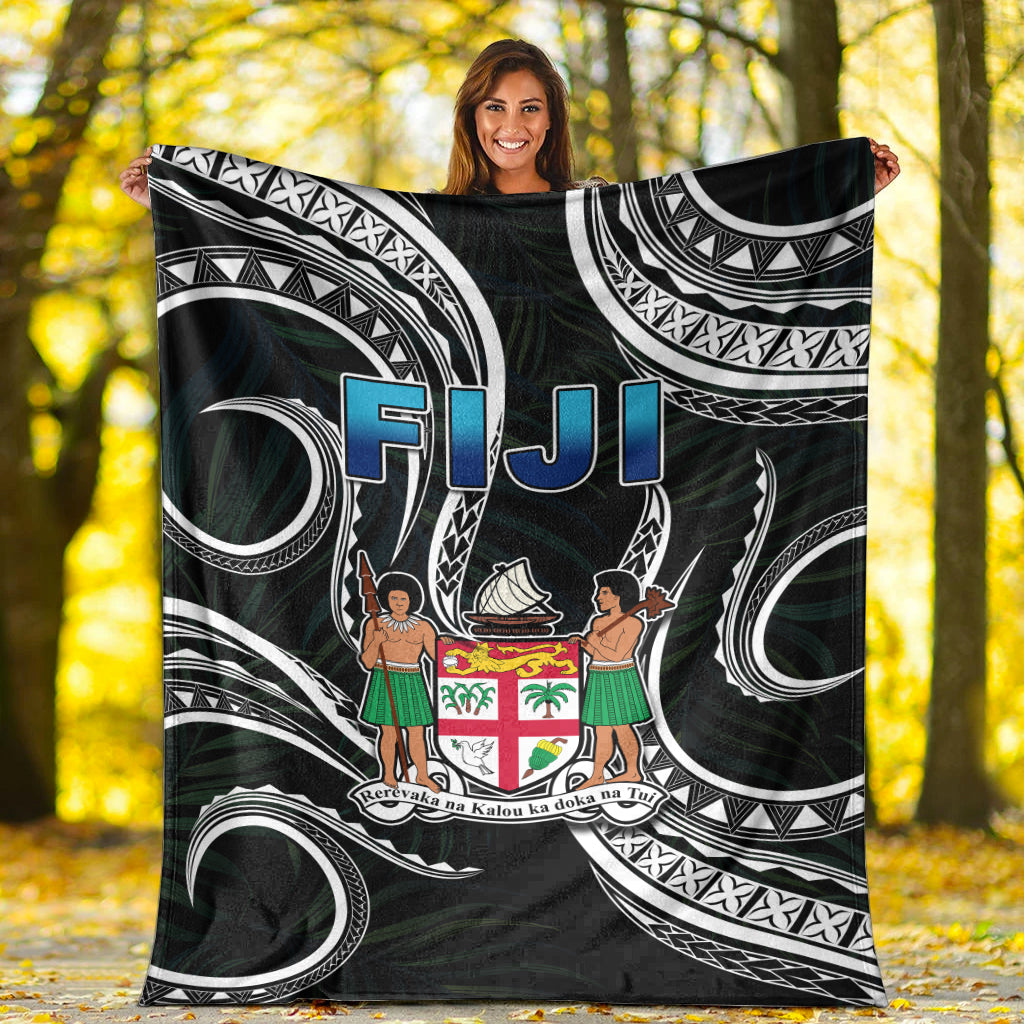 Fiji Coat of Arms Premium Blanket Polynesian mix Coconut Pattern
