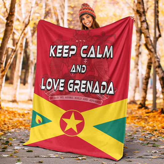 Grenada Premium Blanket Keep Calm and Love Grenada Ver.02