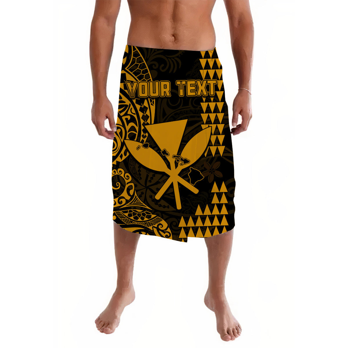 (Custom Personalised) Hawaii Day Kakau Lavalava Proud To Be Hawaiian Gold King Kamehameha and Kanaka Maoli