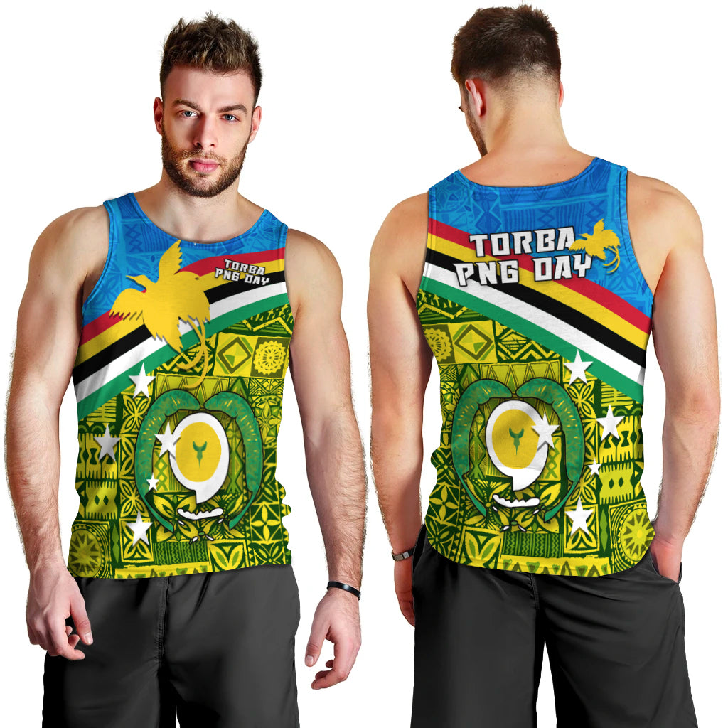 Torba PNG Day Men Tank Top Vanuatu and Papua New Guinea Combine Flag Design