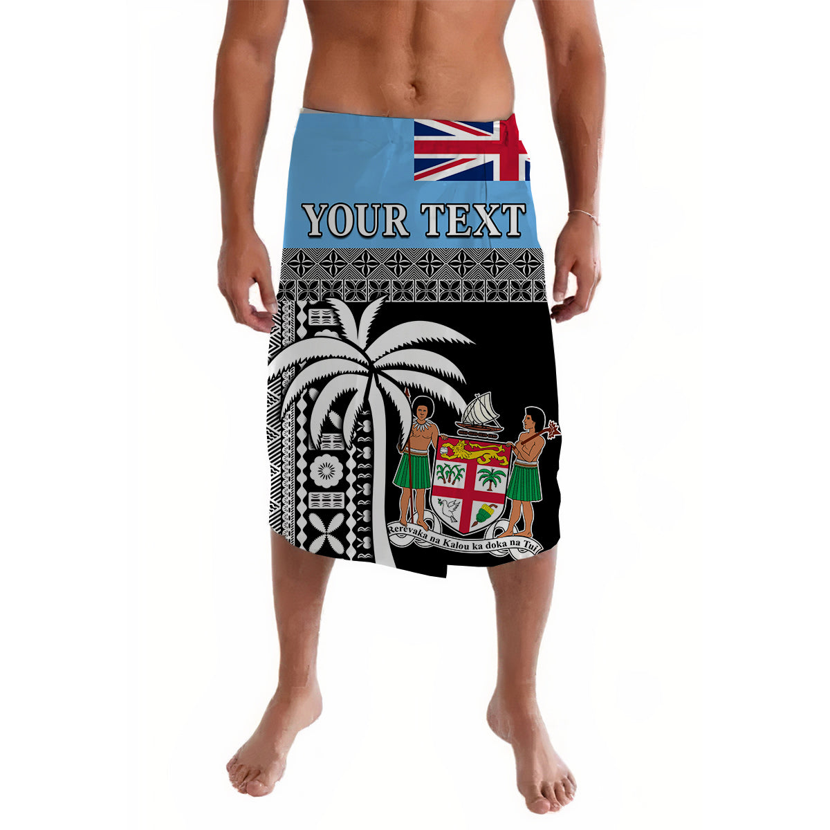 (Custom Personalised) Fiji Tapa Pattern Lavalava Coconut Tree
