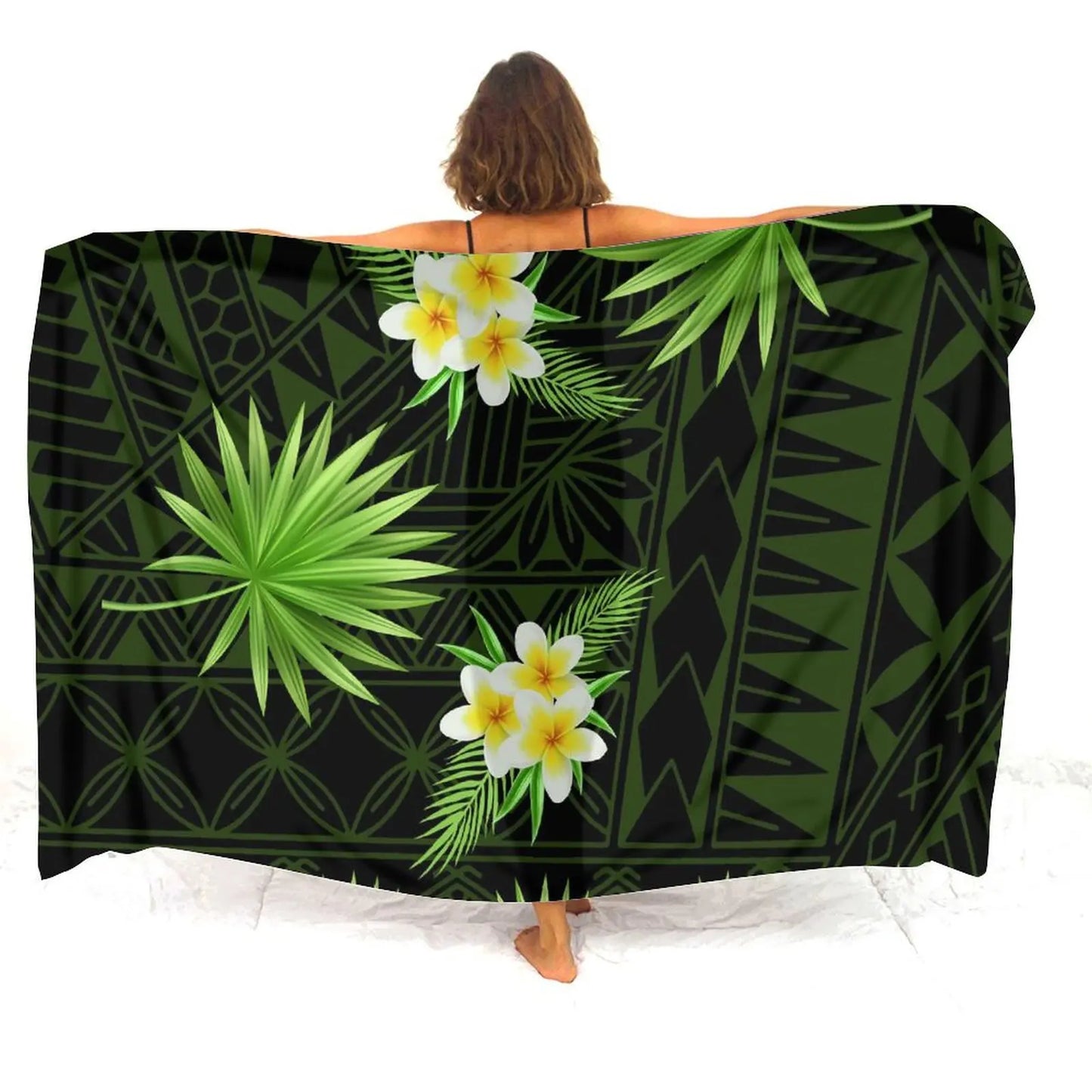 Polynesian Women'S Sarong Apron Polynesian Tribal Flower Leaf Pattern Sarong Beach