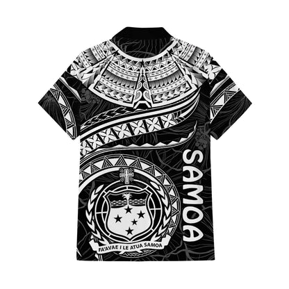 Samoa Black Matching Outfit For Couple Polynesian Tribal Pattern Dress And Hawaiian Shirt