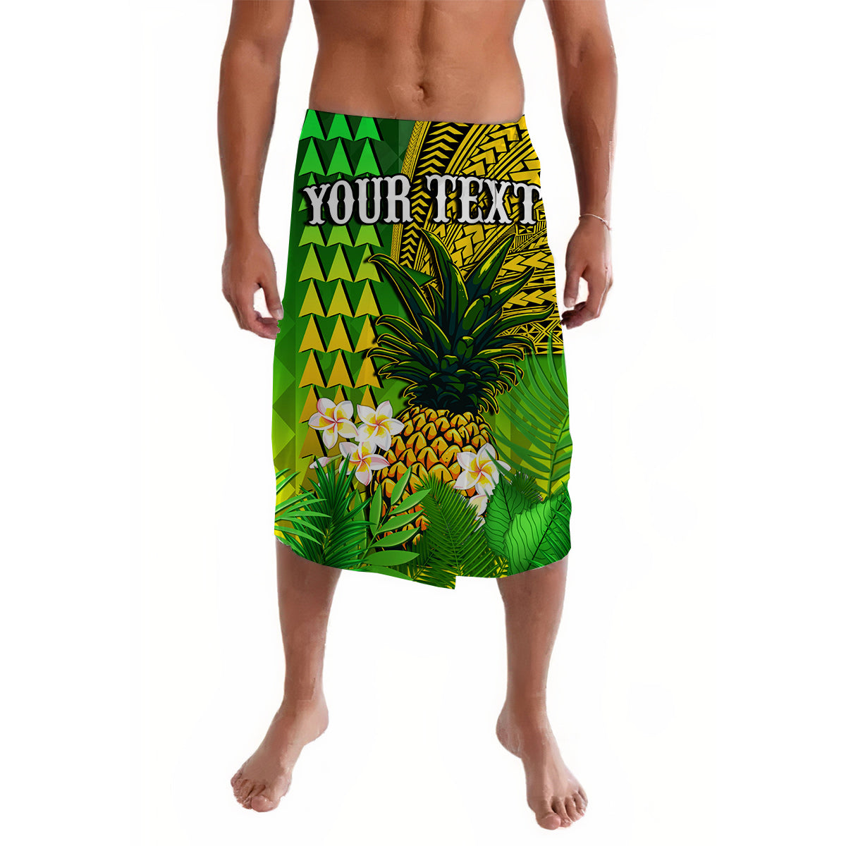 Hawaii Pineapple Lavalava Plumeria Frangipani Mix Tribal Pattern