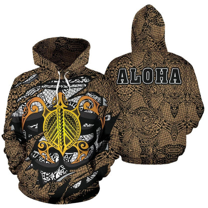 Honu Polynesian Gold Hawaii Turtle Hoodie