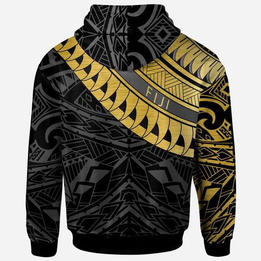 Custom Text Fiji Custom Personalised Hoodie Fiji Ginger Lei Pattern Gold
