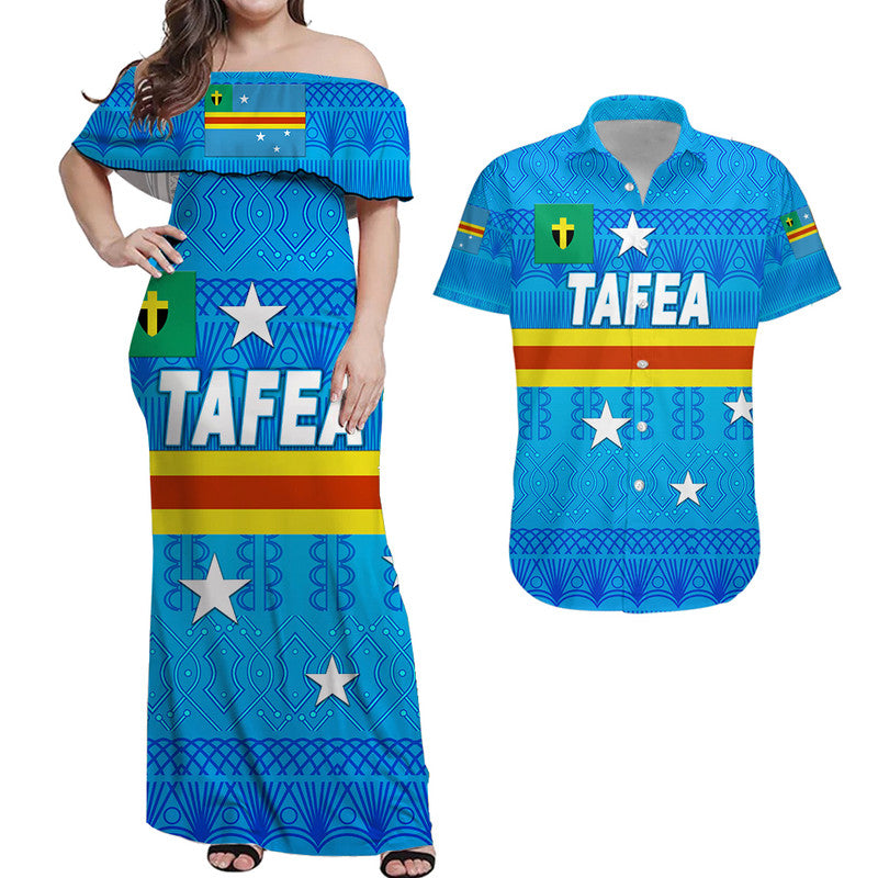 Tafea Province Combo Dress and Hawaiian Shirt Matching Couples Outfit Vanuatu Pattern Traditional Style
