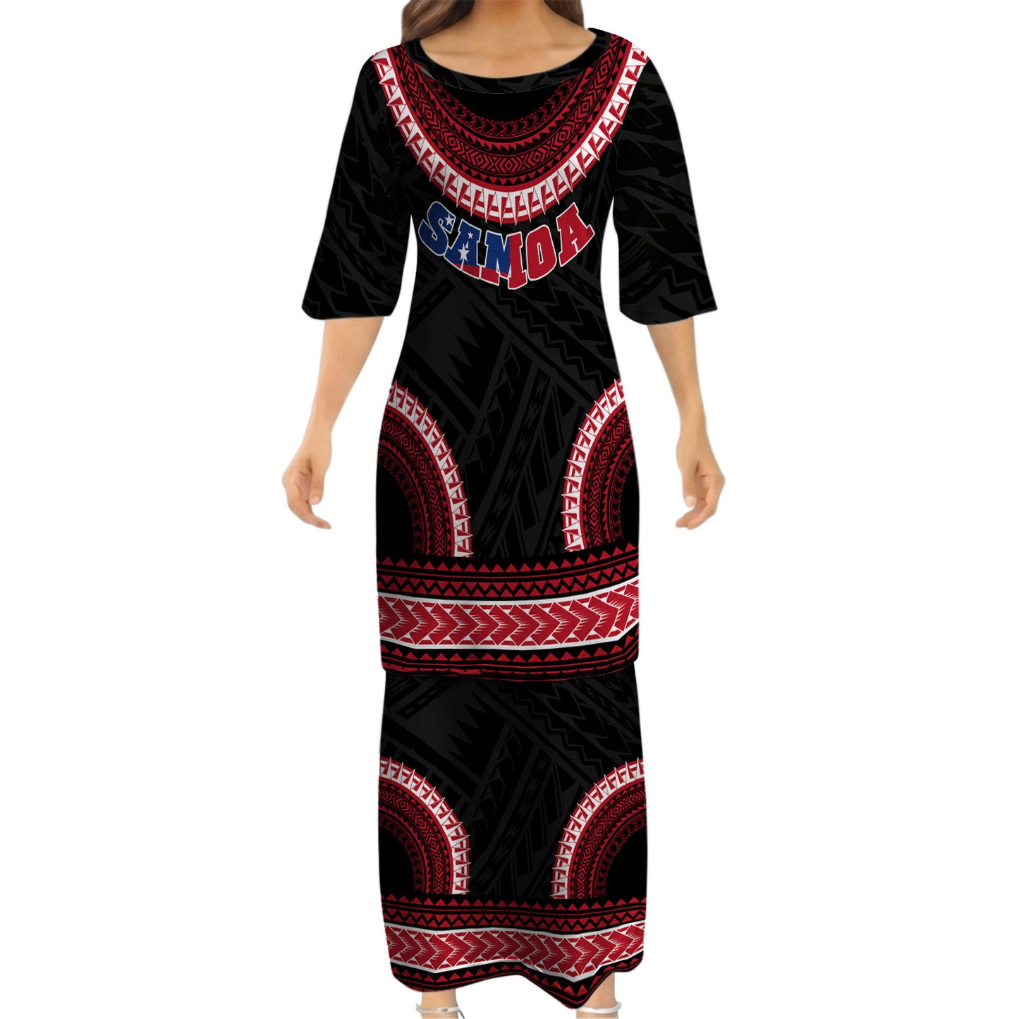 Samoa Coat Of Arms Matching Outfit For Couple Polynesian Tribal Pattern Dress And Hawaiian Shirt