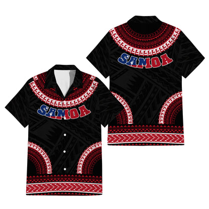 Samoa Coat Of Arms Matching Outfit For Couple Polynesian Tribal Pattern Dress And Hawaiian Shirt