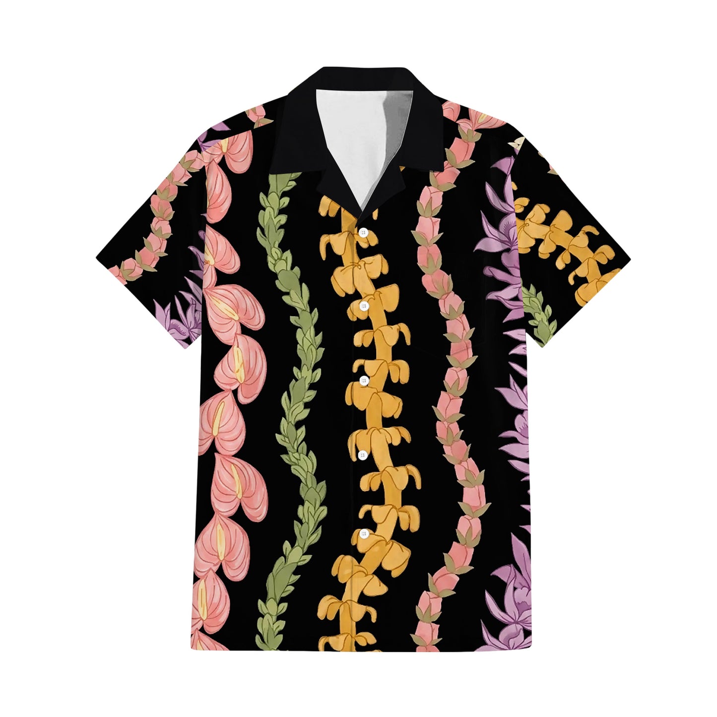 Puakenikeni Pikake Lei Flower Matching Outfit For Couple Black Puletasi Dress And Shirt For Her Him