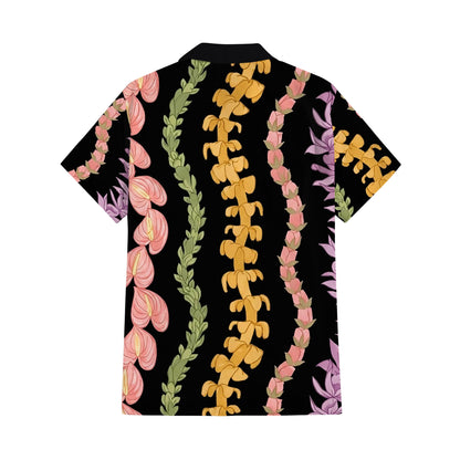 Puakenikeni Pikake Lei Flower Matching Outfit For Couple Black Puletasi Dress And Shirt For Her Him