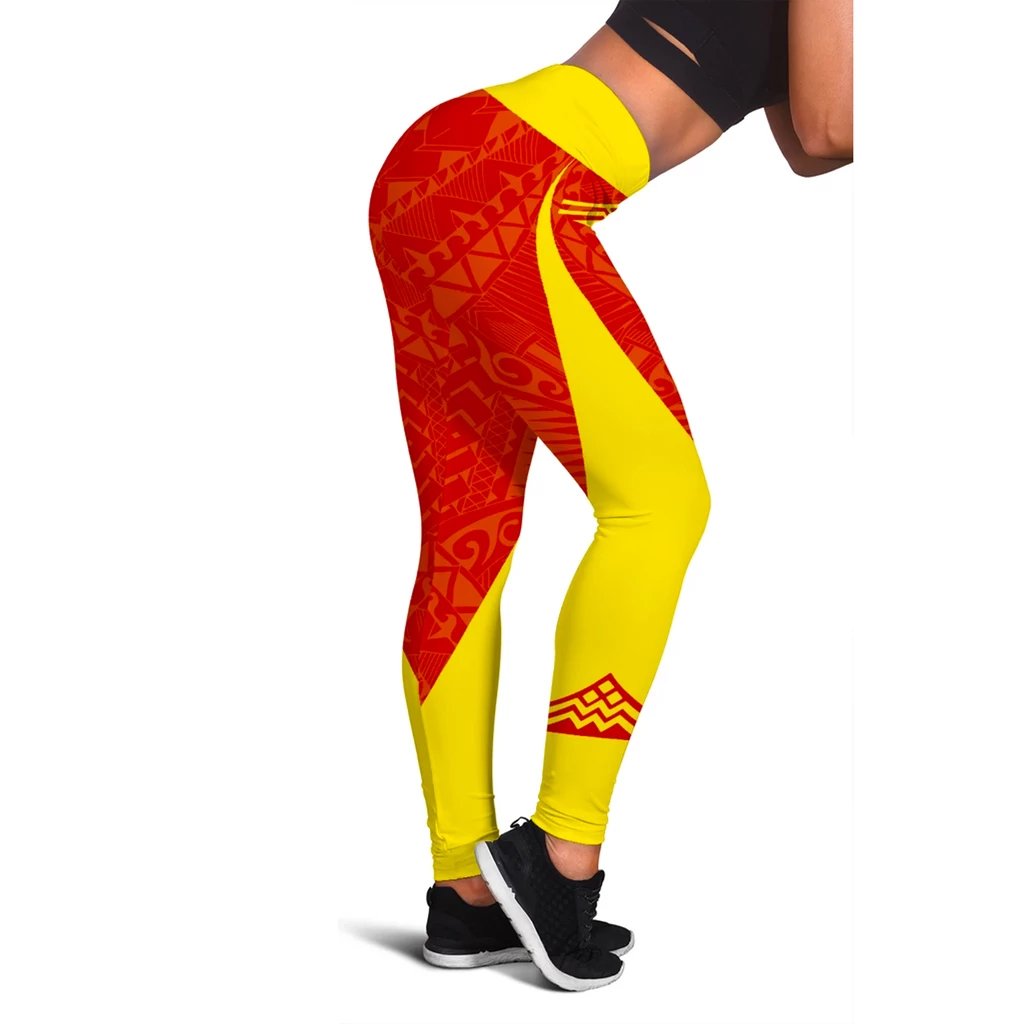 Hawaiian Mauna Kea Polynesian Leggings - Yellow - Brian Style