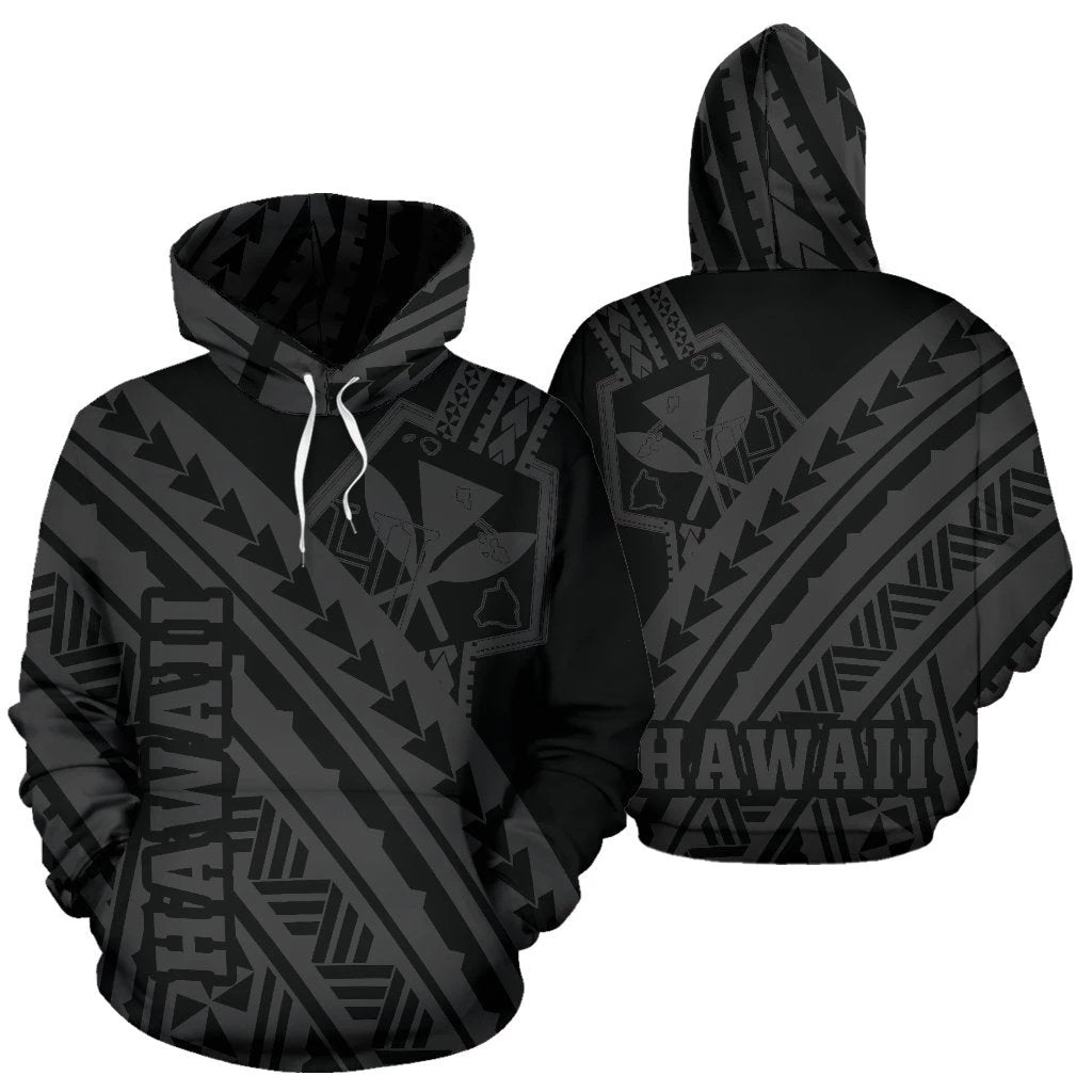 Hawaii Kanaka Polynesian Hoodie Poly Style Gray