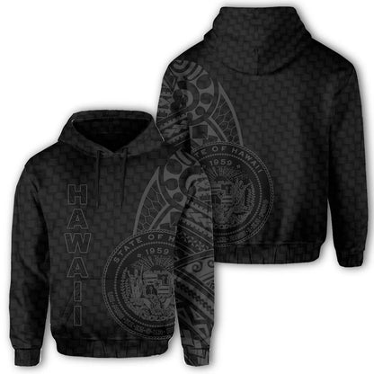 Hawaii Polynesian Hoodie Gray Emboss Style