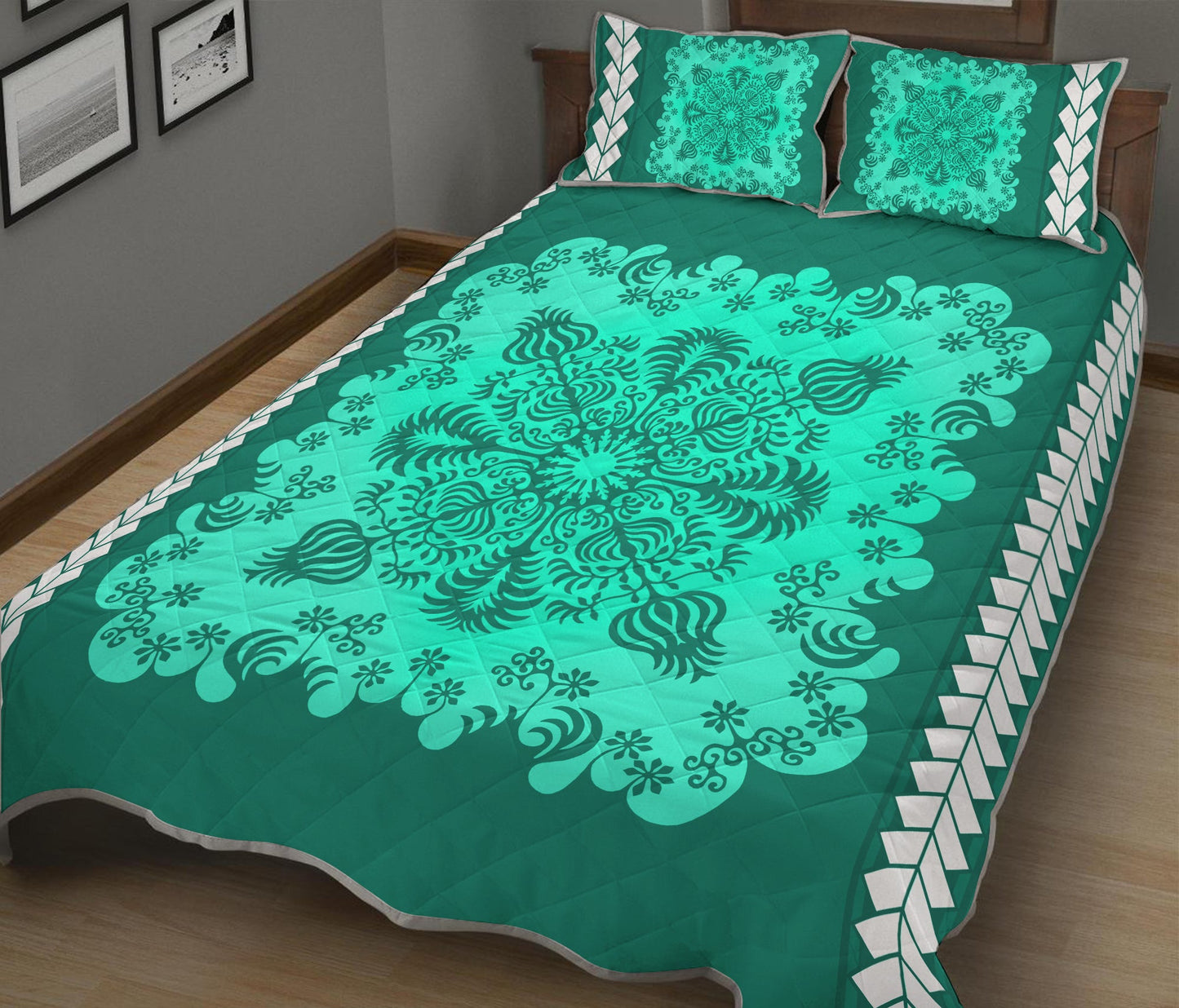 Hawaii Quilt Bed Set Pattern Version Special Green