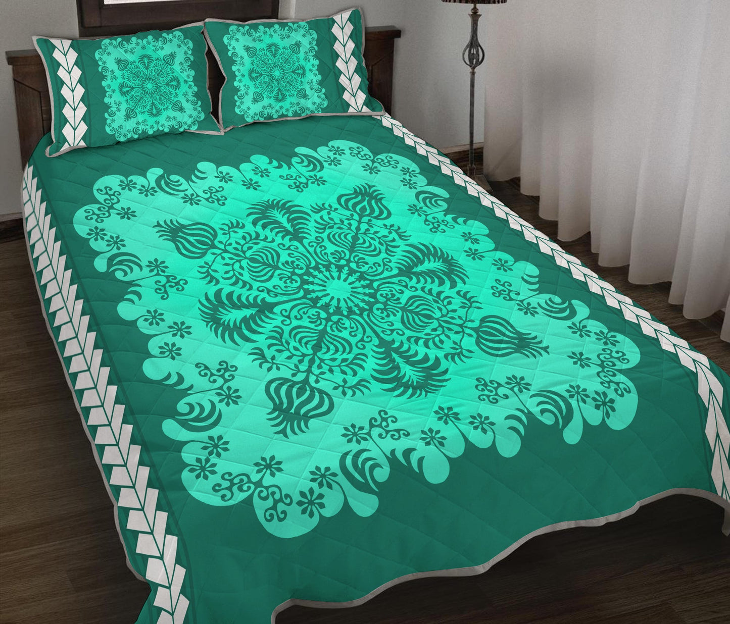 Hawaii Quilt Bed Set Pattern Version Special Green