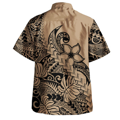 Polynesian Tribal Hawaiian Shirt Plumeria Flowers Pattern Tropical Island Printed Hawaii Shirt