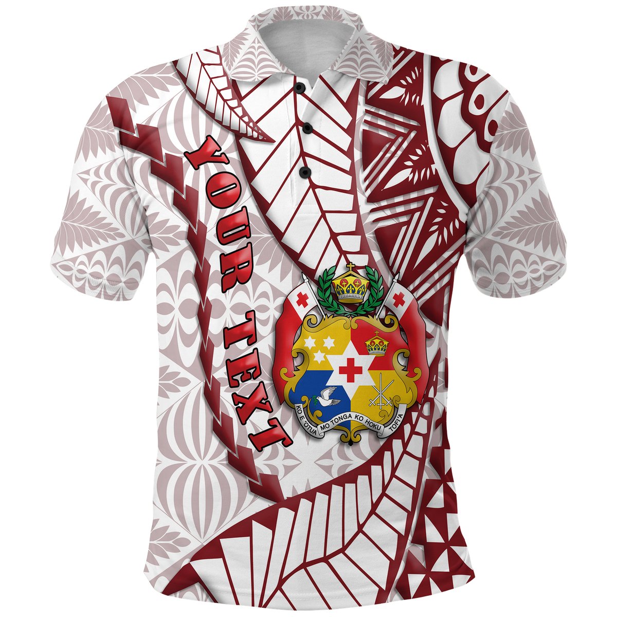 Custom Personalised Tonga Emancipation Day Polo Shirt Kupesi Pattern No.2 White