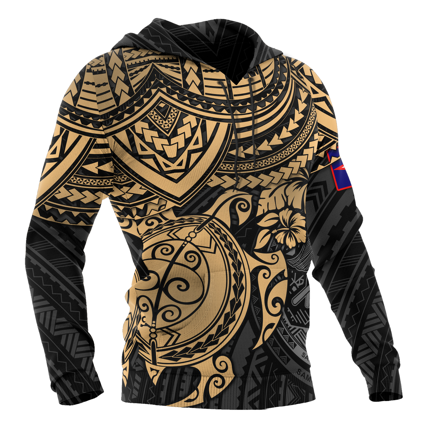 American Samoa Polynesian Hoodie Gold Turtle