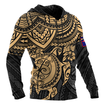 American Samoa Polynesian Hoodie Gold Turtle
