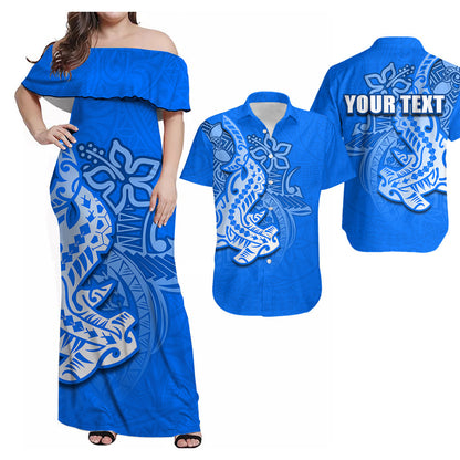 Custom Name Hammerhead shark Hawaii His And Her Matching Outfits Combo Polynesian Trial Dress And Shirt Polynesian Style