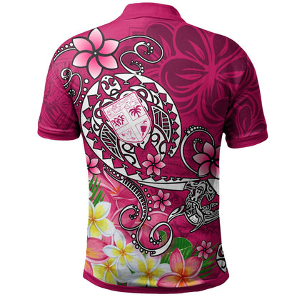 Fiji Polo Shirt - Turtle Plumeria Pink