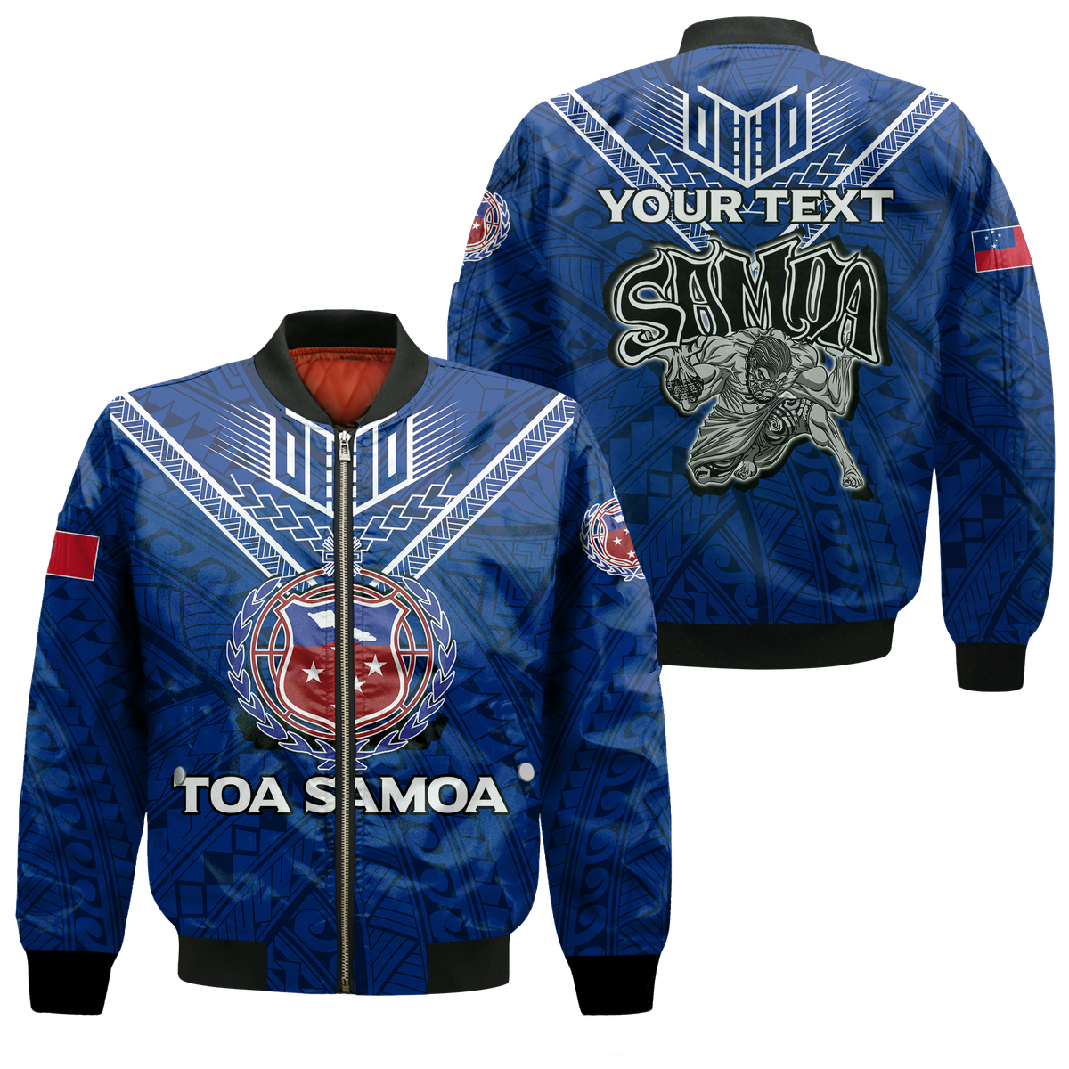 (Custom Personalised) Toa Samoa Rugby Bomber Jacket Samoan Warrior Pride