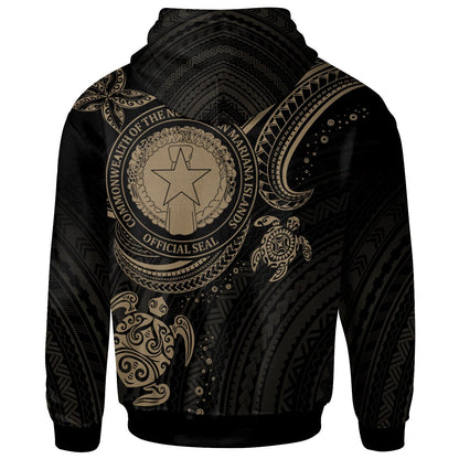 Custom Text Northern Mariana Islands Custom Personalised Hoodie Gold Turtle