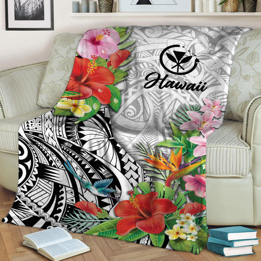 Hawaii Hibiscus Kanaka Polynesia Blanket