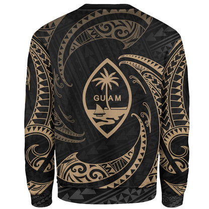 Guam Polynesian Sweater Gold Tribal Wave