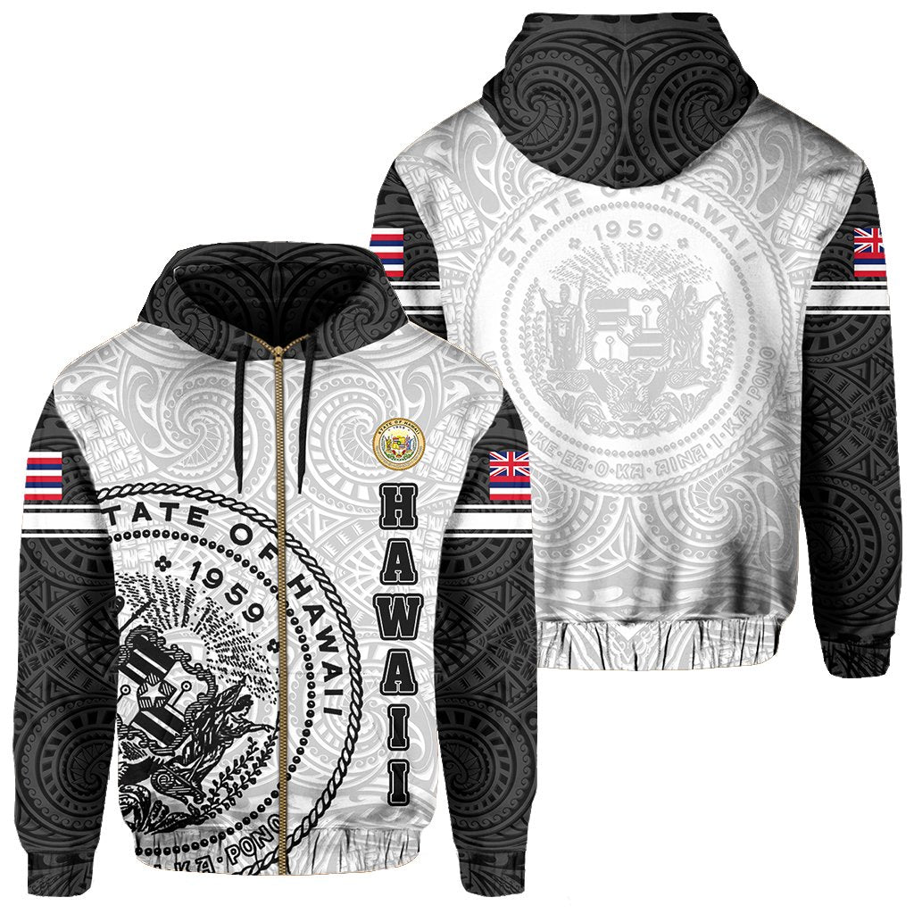 Polynesian Flag Seal Of Hawaii Zip Hoodie