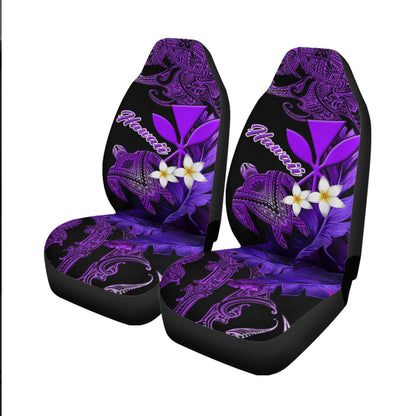 Hawaii Turtle With Plumeria Leaf Purple Car Seat Covers