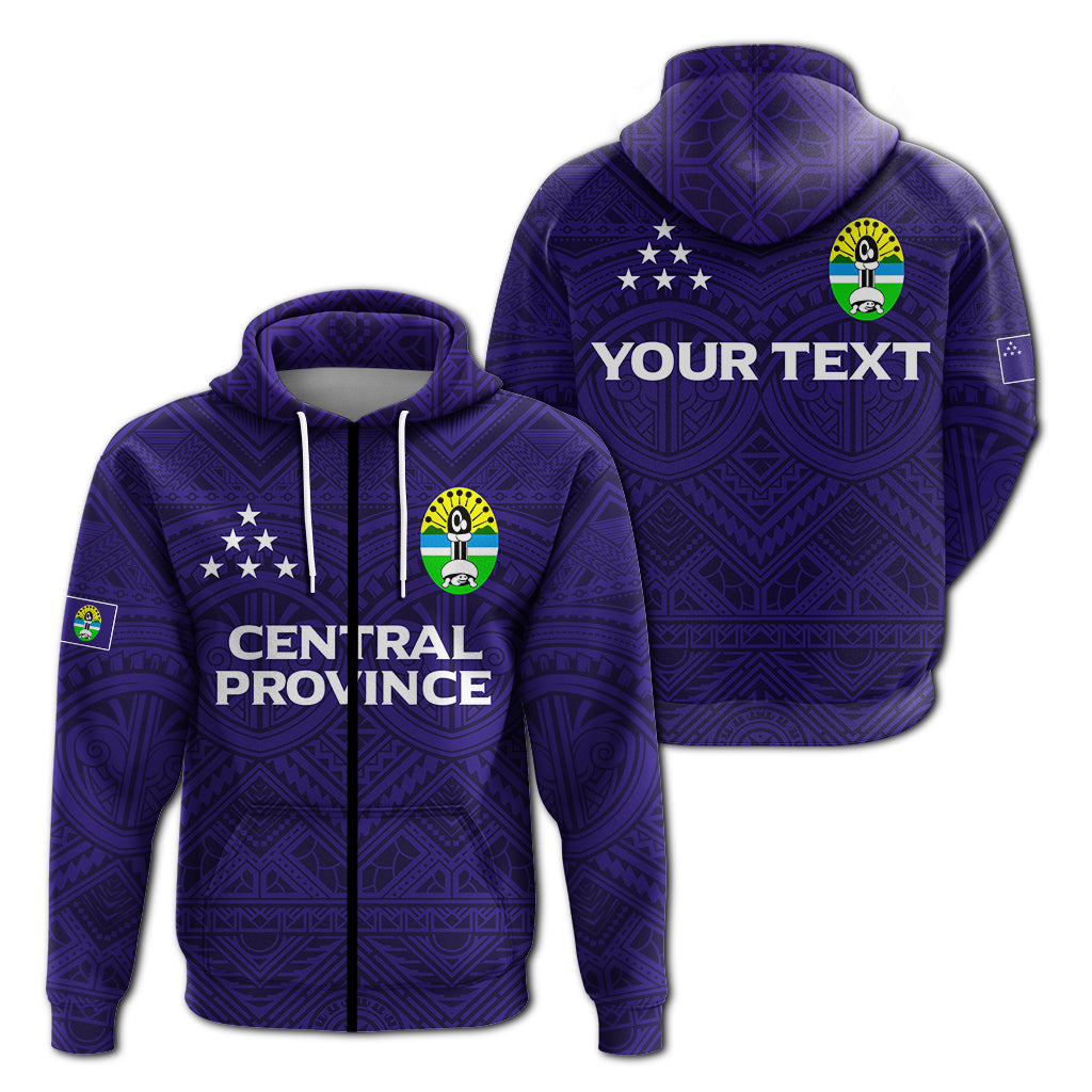 ( Personalised) Solomon Islands Central Province Zip Hoodie Tribal Pattern