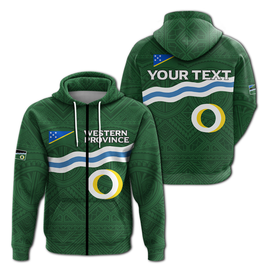( Personalised) Solomon Islands Western Province Zip Hoodie Tribal Pattern