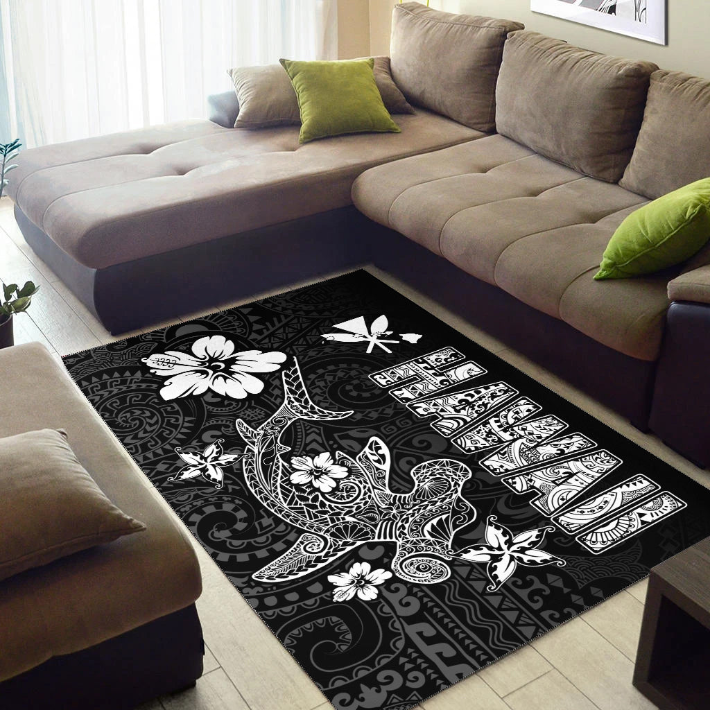Hawaii Hammerhead Shark Hibiscus Hawaii Pattern Area Rug