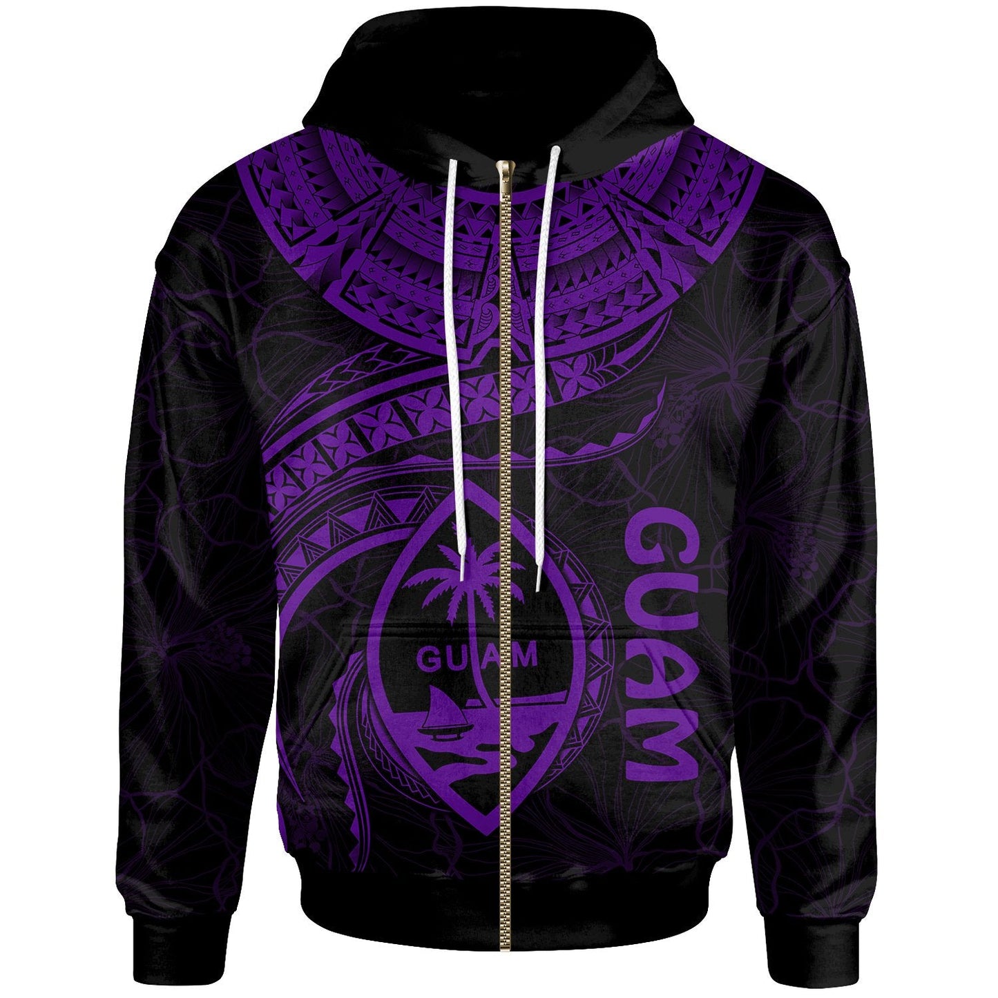 Guam Polynesian Zip Up Hoodie Guam Waves Purple