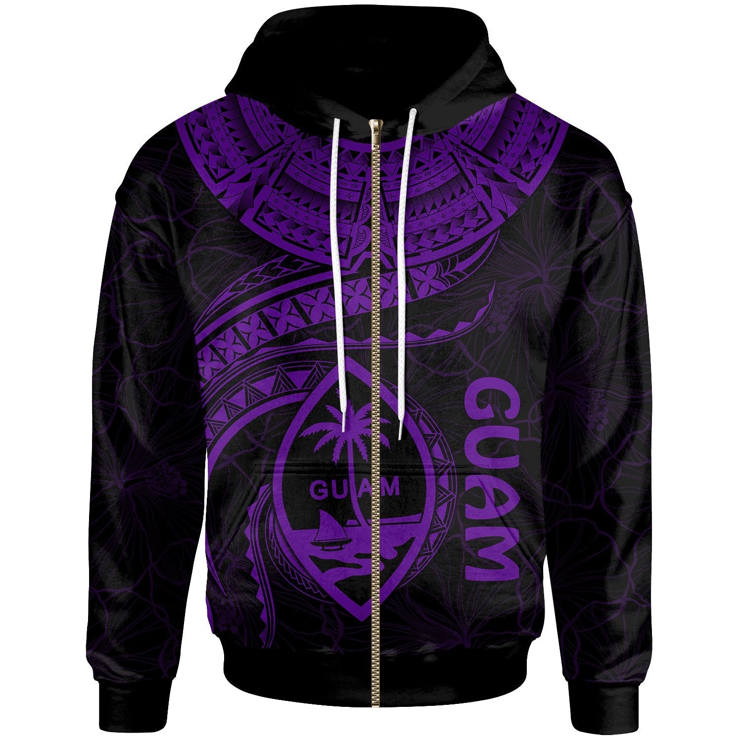 Guam Polynesian Zip Up Hoodie Guam Waves Purple