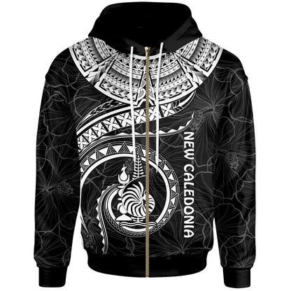 New Caledonia Polynesian Zip Up Hoodie New Caledonia Waves (White)